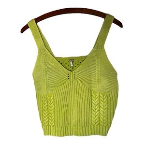 NWT Young Fabulous & Broke Lime Green Ribbed Knit Crochet Becca Sweater Tank Top